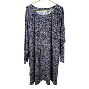 Sonoma New Women Sleepwear Leopard Print Long Sleeve Nightgown 2X Cozy Soft Warm